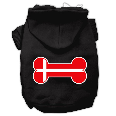Bone Shaped Denmark Flag Screen Print Pet Hoodies Black XL (16)