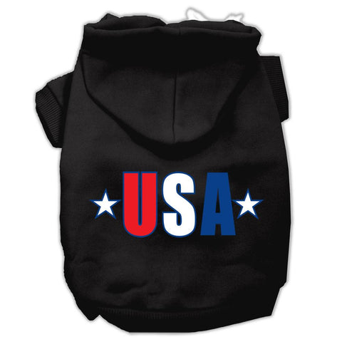 USA Star Screen Print Pet Hoodies Black Size Med (12)