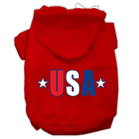 USA Star Screen Print Pet Hoodies Red Size Med (12)