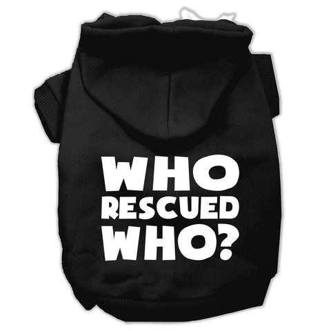 Who Rescued Who Screen Print Pet Hoodies Black Size Med (12)