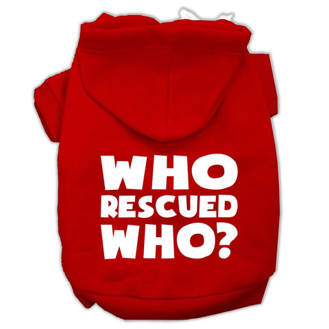 Who Rescued Who Screen Print Pet Hoodies Red Size Med (12)