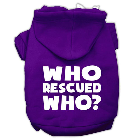 Who Rescued Who Screen Print Pet Hoodies Purple Size Sm (10)