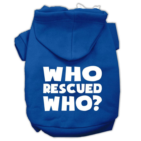 Who Rescued Who Screen Print Pet Hoodies Blue Size XL (16)