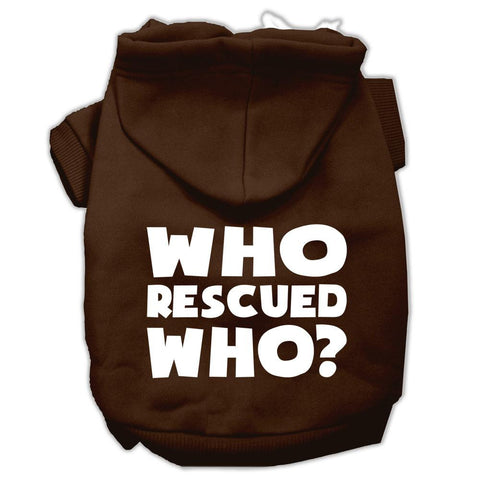 Who Rescued Who Screen Print Pet Hoodies Brown Size XS (8)