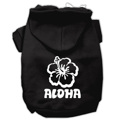 Aloha Flower Screen Print Pet Hoodies Black Size Lg (14)