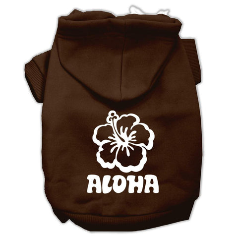 Aloha Flower Screen Print Pet Hoodies Brown Size Med (12)