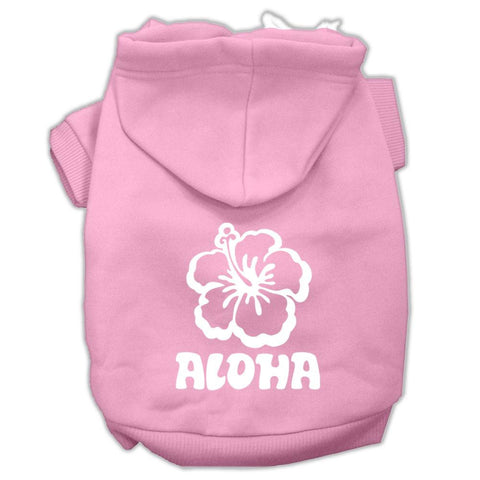 Aloha Flower Screen Print Pet Hoodies Light Pink Size XL (16)