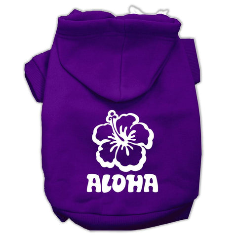 Aloha Flower Screen Print Pet Hoodies Purple Size XS (8)