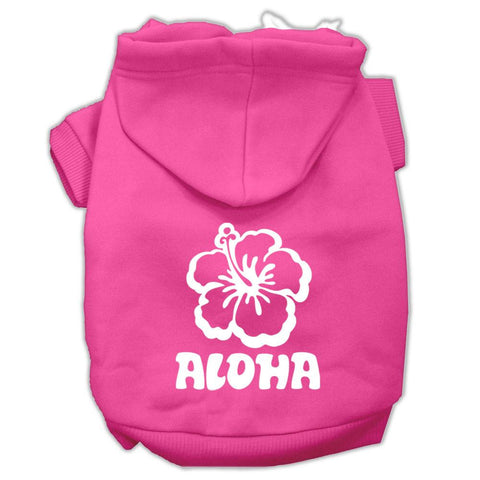 Aloha Flower Screen Print Pet Hoodies Bright Pink Size XXXL (20)