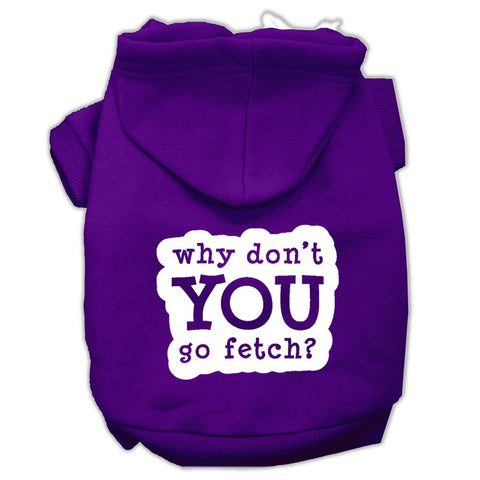 You Go Fetch Screen Print Pet Hoodies Purple Size Lg (14)