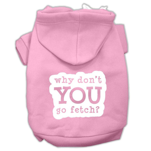 You Go Fetch Screen Print Pet Hoodies Light Pink Size XL (16)