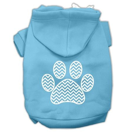 Chevron Paw Screen Print Pet Hoodies Baby Blue Size Med (12)