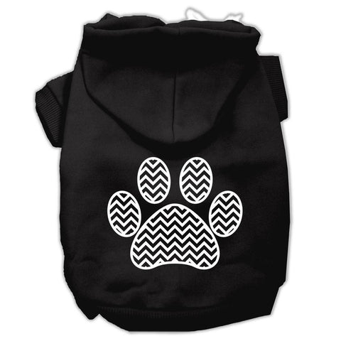 Chevron Paw Screen Print Pet Hoodies Black Size Med (12)