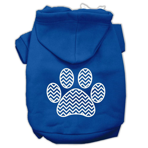 Chevron Paw Screen Print Pet Hoodies Blue Size XL (16)