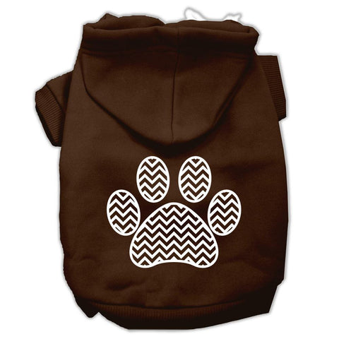 Chevron Paw Screen Print Pet Hoodies Brown Size XS (8)