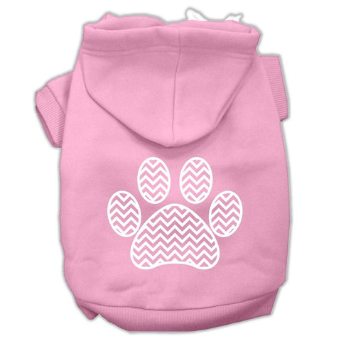 Chevron Paw Screen Print Pet Hoodies Light Pink Size XXXL (20)