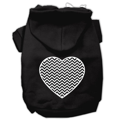 Chevron Heart Screen Print Dog Pet Hoodies Black Size XS (8)