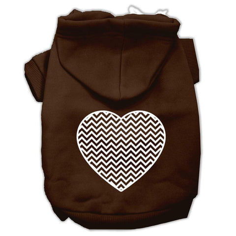 Chevron Heart Screen Print Dog Pet Hoodies Brown Size XS (8)