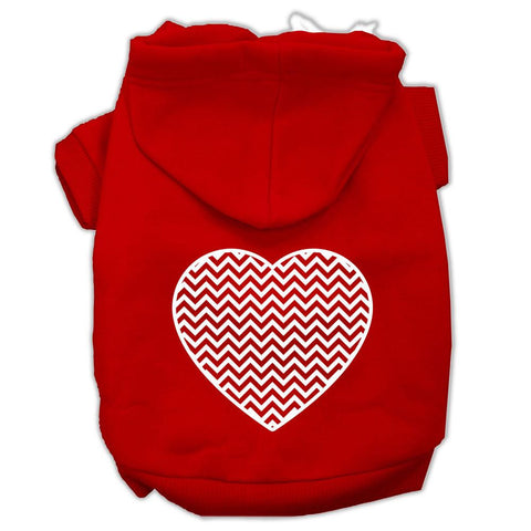 Chevron Heart Screen Print Dog Pet Hoodies Red Size XXL (18)