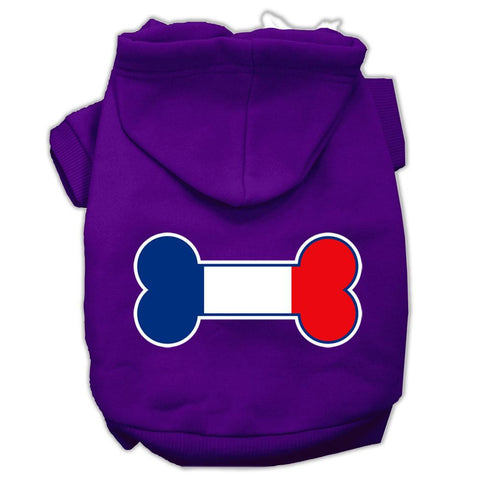 Bone Shaped France Flag Screen Print Pet Hoodies Purple Size L (14)