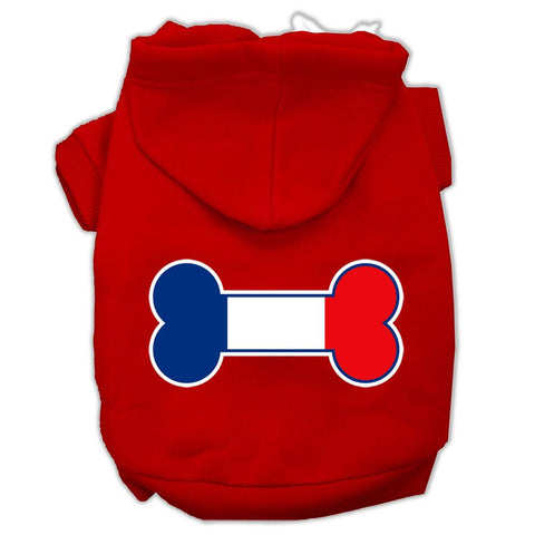 Bone Shaped France Flag Screen Print Pet Hoodies Red Size XXL (18)