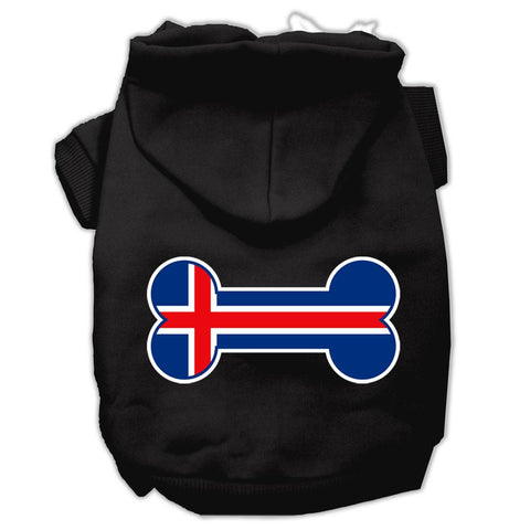 Bone Shaped Iceland Flag Screen Print Pet Hoodies Black L (14)