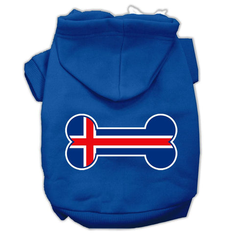 Bone Shaped Iceland Flag Screen Print Pet Hoodies Blue XL (16)