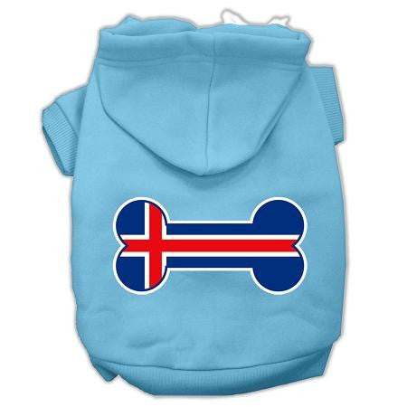 Bone Shaped Iceland Flag Screen Print Pet Hoodies Baby Blue XXL (18)