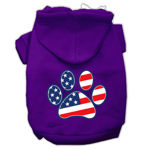 Patriotic Paw Screen Print Pet Hoodies Purple L (14)