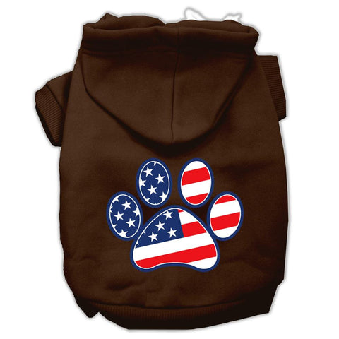 Patriotic Paw Screen Print Pet Hoodies Brown XL (16)