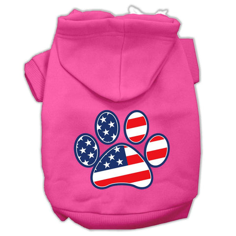 Patriotic Paw Screen Print Pet Hoodies Bright Pink Size XXL (18)