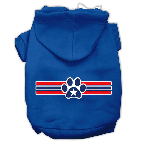 Patriotic Star Paw Screen Print Pet Hoodies Blue Size Lg (14)