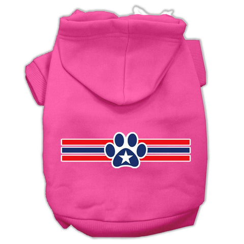 Patriotic Star Paw Screen Print Pet Hoodies Bright Pink Size M (12)