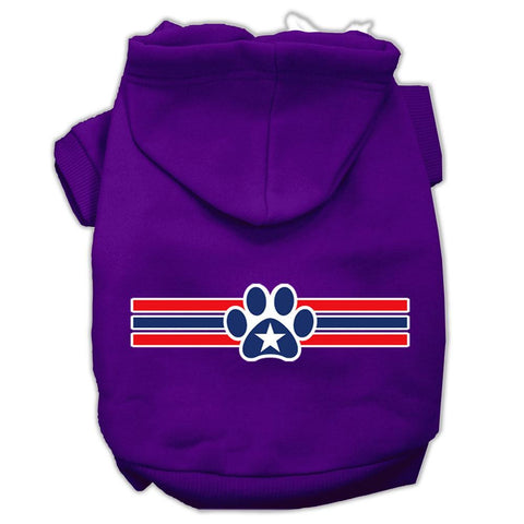 Patriotic Star Paw Screen Print Pet Hoodies Purple Size M (12)