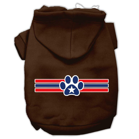 Patriotic Star Paw Screen Print Pet Hoodies Brown Size Sm (10)