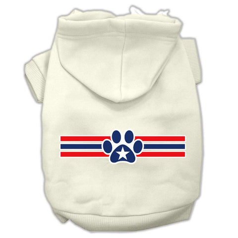 Patriotic Star Paw Screen Print Pet Hoodies Cream Size S (10)