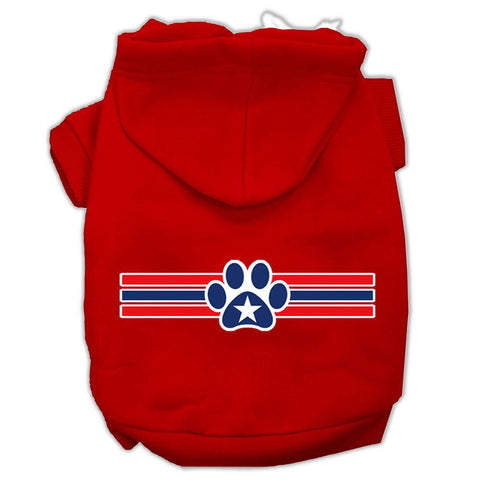 Patriotic Star Paw Screen Print Pet Hoodies Red Size S (10)