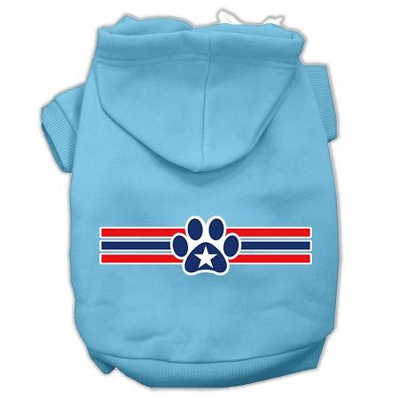 Patriotic Star Paw Screen Print Pet Hoodies Baby Blue XS (8)