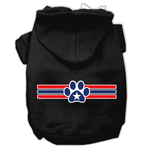 Patriotic Star Paw Screen Print Pet Hoodies Black Size XS (8)