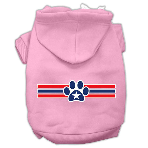 Patriotic Star Paw Screen Print Pet Hoodies Light Pink Size XS (8)