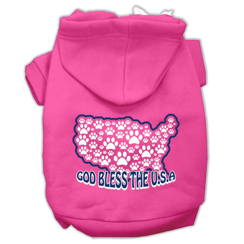 God Bless USA Screen Print Pet Hoodies Bright Pink Size L (14)