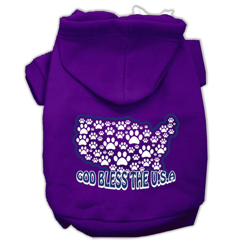 God Bless USA Screen Print Pet Hoodies Purple Size S (10)