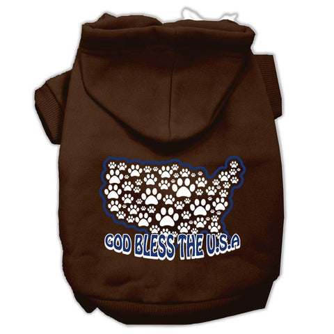 God Bless USA Screen Print Pet Hoodies Brown XXL (18)