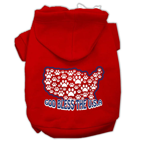 God Bless USA Screen Print Pet Hoodies Red Size XXL (18)