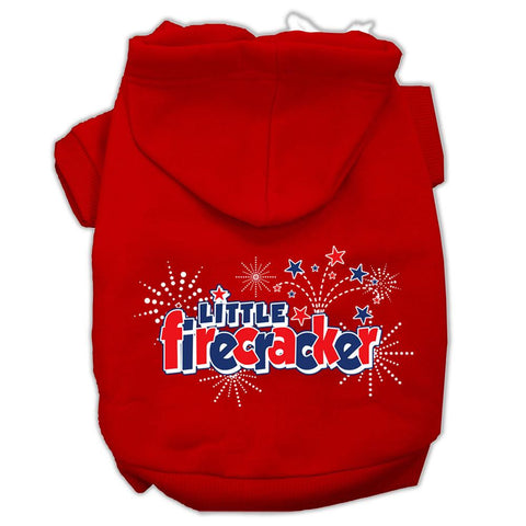 Little Firecracker Screen Print Pet Hoodies Red Size M (12)