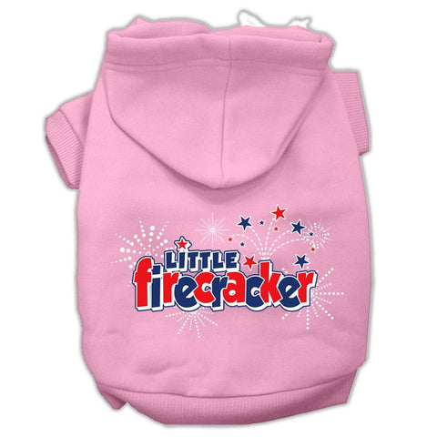 Little Firecracker Screen Print Pet Hoodies Light Pink Size XL (16)