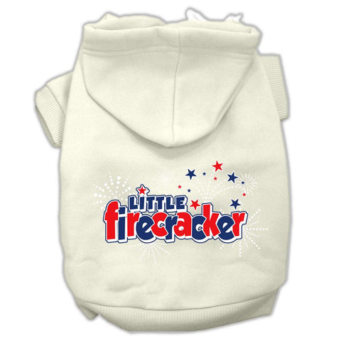 Little Firecracker Screen Print Pet Hoodies Cream Size XXL (18)