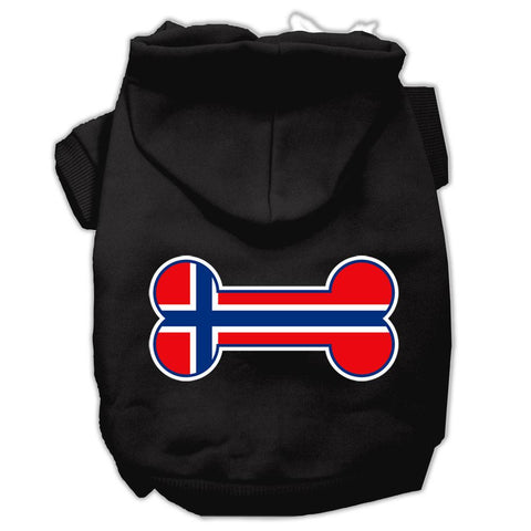 Bone Shaped Norway Flag Screen Print Pet Hoodies Black S (10)