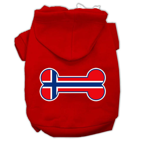 Bone Shaped Norway Flag Screen Print Pet Hoodies Red Size S (10)