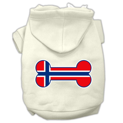 Bone Shaped Norway Flag Screen Print Pet Hoodies Cream Size XL (16)